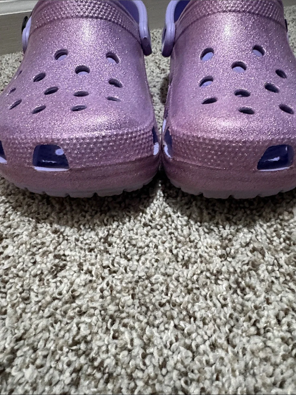 Sparkle Purple Crocs Sandals with Back Strap and Butterfly